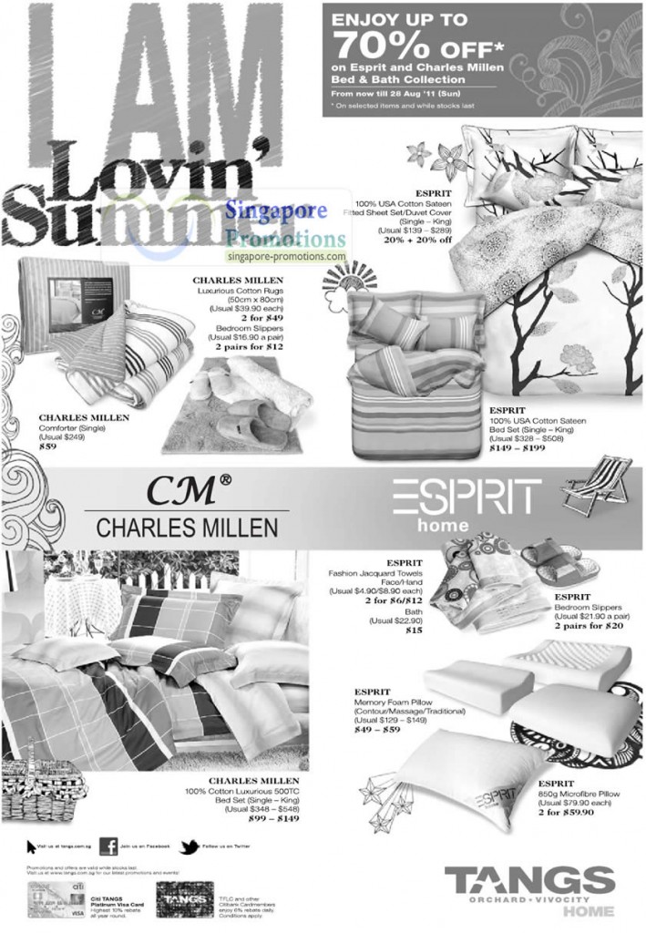 12 Aug Esprit Cotton Sateen Fitted Sheet Set, Charles Millen Cotton Rugs, Comforter, Microfibre Pillow, Memory Foam