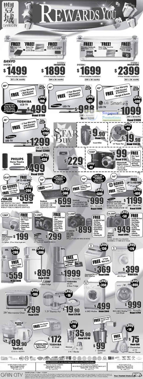 23 Jul Air Conditioner, Sanyo, System 2, System 3, TV Samsung, Toshiba, LG, Notebooks ASUS K53U, Samsung NP-RC420, Nikon Coolpix S2500, Samsung PL120