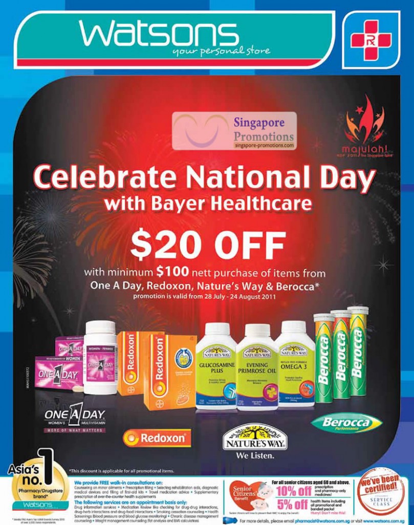 5 Aug Bayer Healthcare 20 Dollar Off, One A Day, Redoxon, Natures Way, Berocca