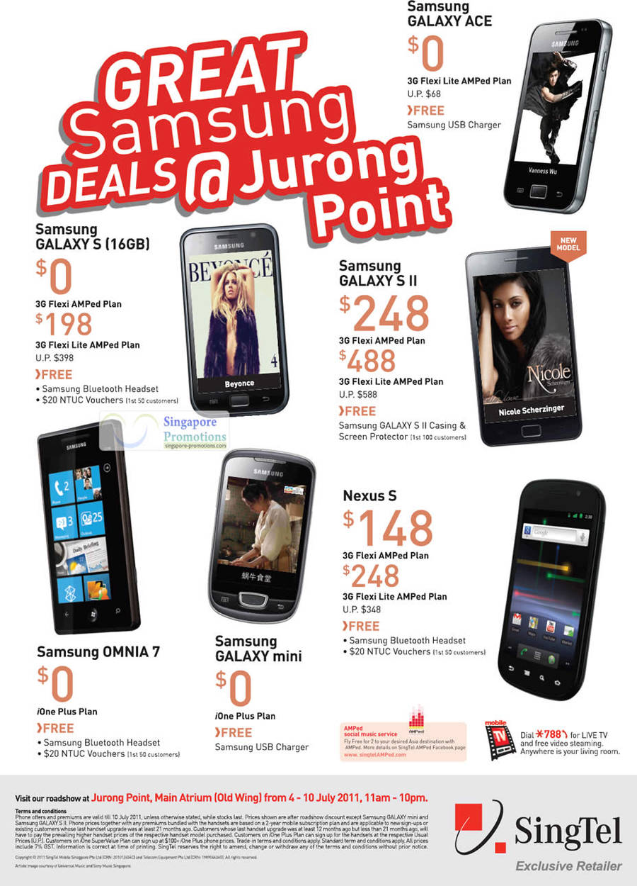 5 Jul Singtel Samsung Jurong Point Roadshow, Galaxy Ace, Galaxy S, Galaxy S II, Omnia 7, Galaxy Mini, Nexus S