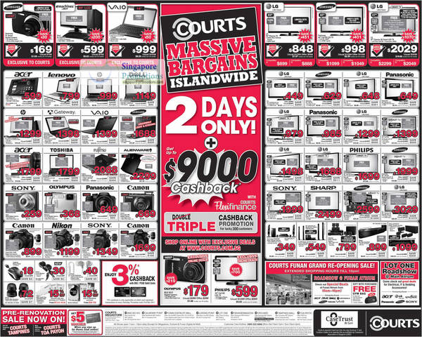 Featured image for (EXPIRED) Courts Massive Bargains Sale Furniture, Home Appliances, IT Products & Air Conditioners 30 Jul 2011