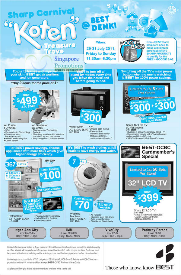 Featured image for (EXPIRED) Best Denki Sharp Home Appliances Sale 30 – 31 Jul 2011