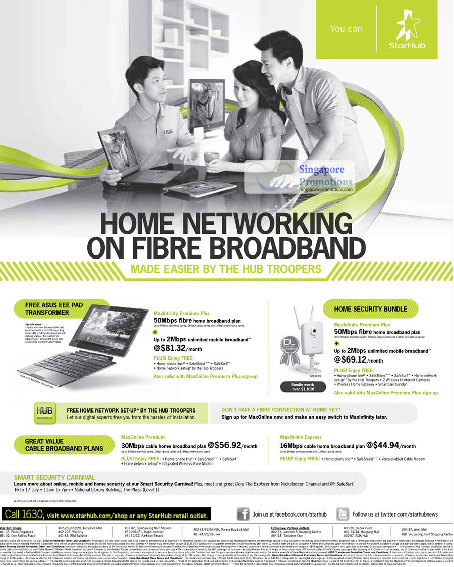 Fibre Broadband, ASUS Eee Pad Transformer, MaxInfinity Premium Plus, Home Security, Premium, Express