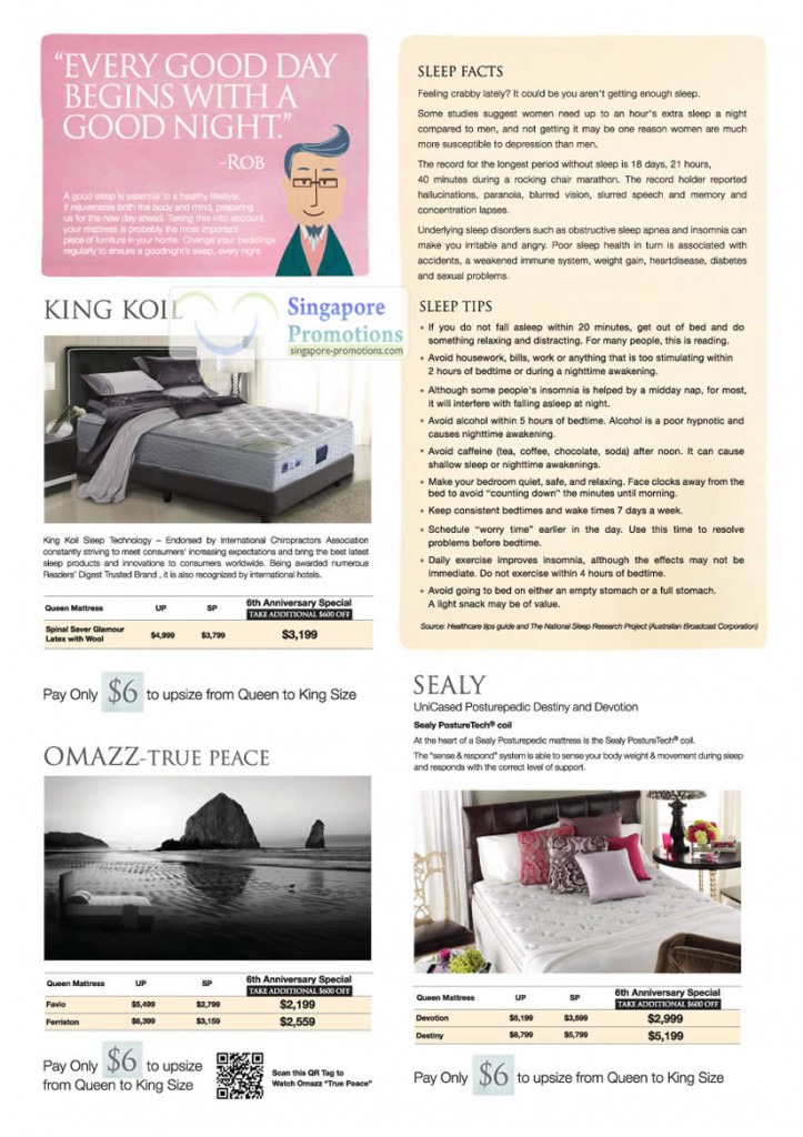 Home Fair, Sleep Facts, Tips, Mattresses, King Koil, Spinal Saver Glamour Latex with Wool, Omazz True Peace Favio, Ferriston, Sealy Devotion, Destiny