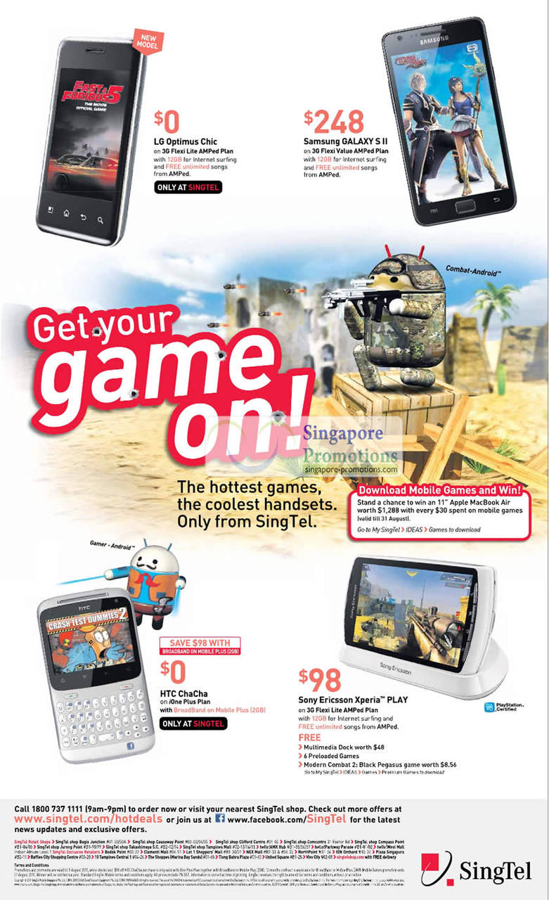 LG Optimus Chic, Samsung Galaxy S II, HTC ChaCha, Sony Ericsson Xperia PLAY