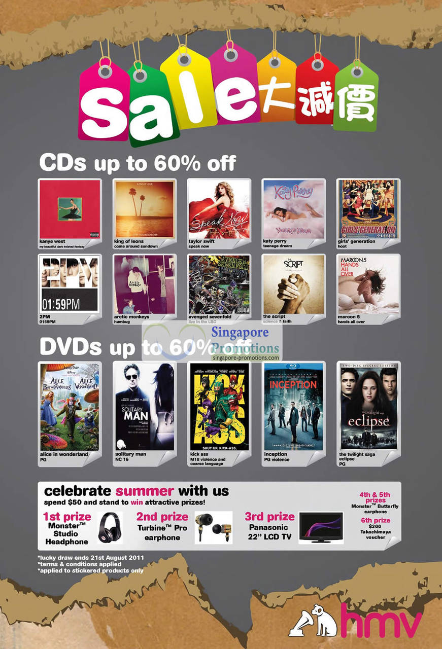 Movies CDs, DVDs, Up To 60 Percent Off, Lucky Draw