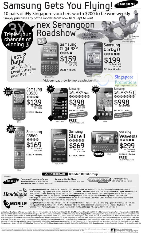 Featured image for (EXPIRED) Samsung Mobile Phones No Contract Price List 30 Jul 2011