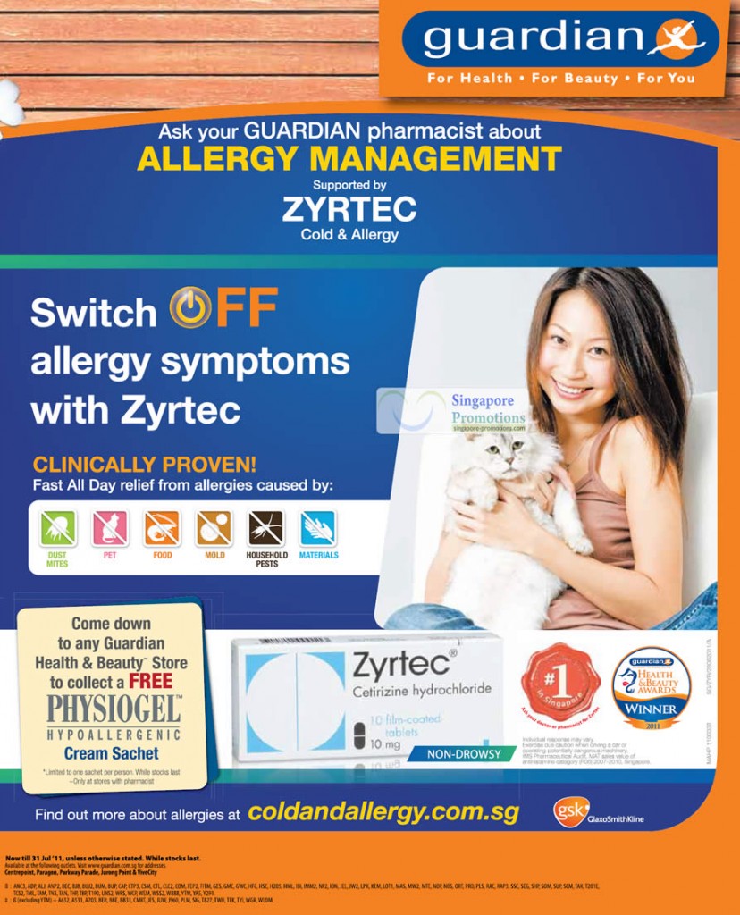 Zyrtec Cetirizine Hydrochloride Free Physiogel Hypoallergenic Cream Sachet