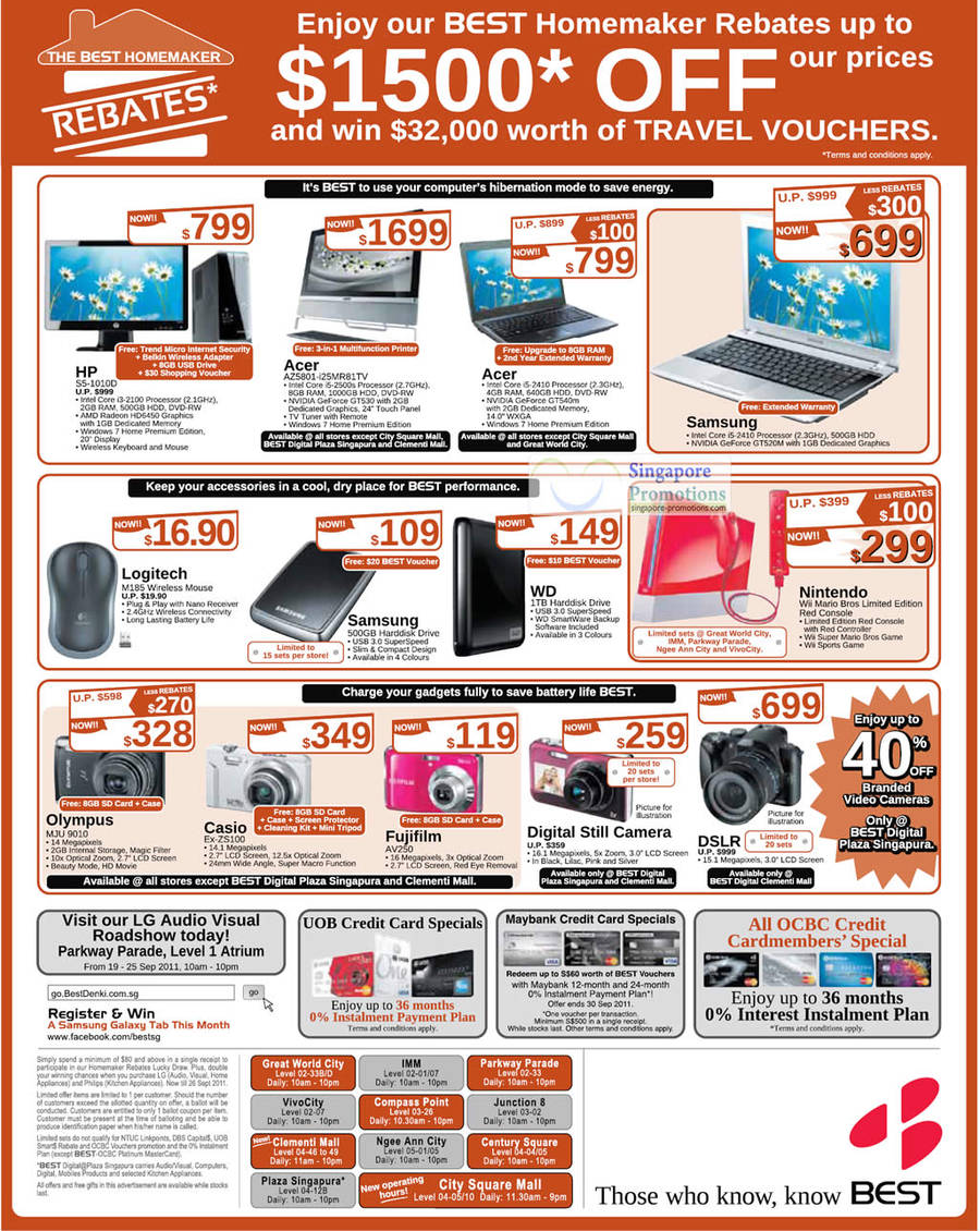 23 Sep HP S5-1010D Desktop PC, Acer AZ5801-i25MR81TV, Logitech M185 Mouse, Nintendo Wii Mario Bros Limited Edition Red Console, Olympus MJU 9010 Digital Camera, Casio EX-ZS100, Fujifilm AV250