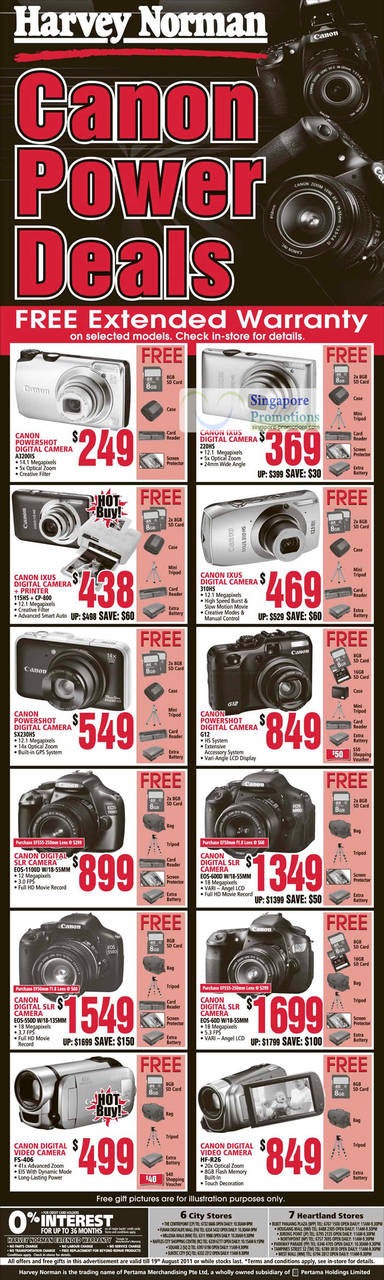 Canon Digital Camera, Powershot A3200IS, IXUS 220HS, Printer 115HS CP-800, 310HS, SX230HS, G12, DSLR EOS1100D, EOS600D, EOS550D, EOS60D, FS-406 Video Camcorder, HF-R26