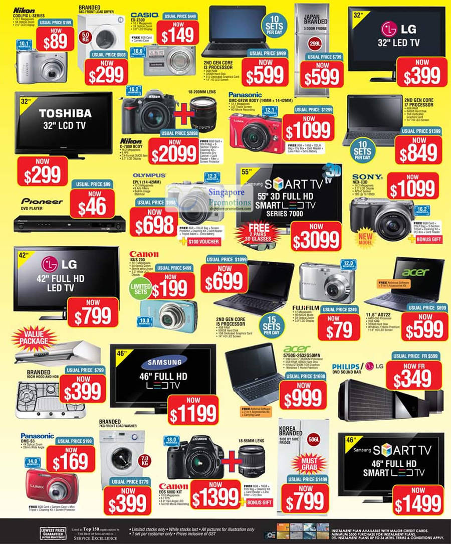 Casio EX-Z300, Pansonic DMC-GF2W Digital Camera, Nikon D7000 DSLR, Sony NEX-C3D, Olympus EPL1, Acer AO722, Acer 5750G Notebook, DMC-S3, Canon EOS500D