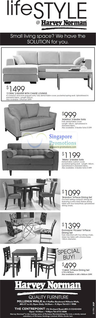 Furniture, Coral Chaise Lounge Seater Sofa, Adalina, Metro, Brandon, Domayne Picasso, Cabin Dining Set