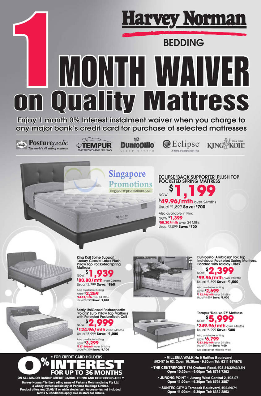 Mattresses 1 Month Waiver, Eclipse Back Supporter Plush Top, King Koil Spine Support Luxury Classic Latex Plush