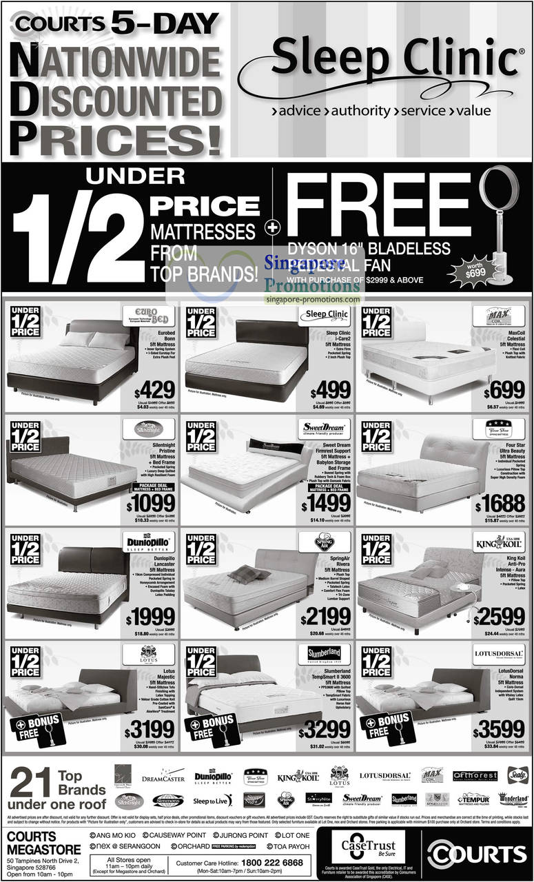 Mattresses Eurobed Bonn, Sleep Clinic i-Care2, Max Coil Celestial, Four Star Ultra Beauty, SweetDream Firmrest Support, Silentnight Pristine