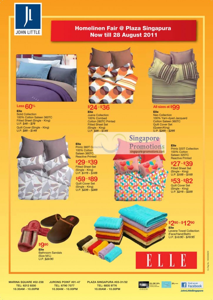 Plaza Singapura, Elle, Solid Collection, Juene, Neo, Printz 360T, 320T, Bathroom Sandals, Levene Towel