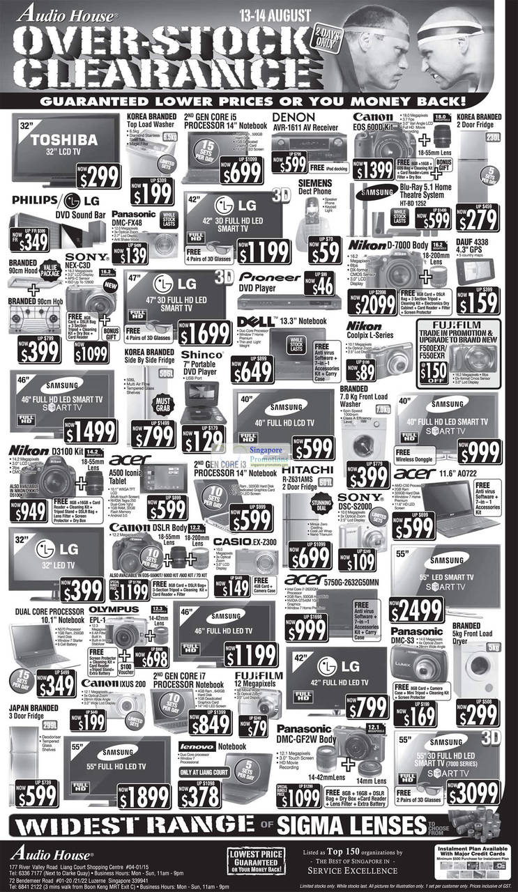 Samsung Blu-Ray HT-BD 1252, Dauf 4338 GPS, Panasonic DMC-FX48 Digital Camera, Nikon D7000 DSLR, Hitachi R-Z631AMS, DMC-S3,  DMC-GF2W, Ixus 200