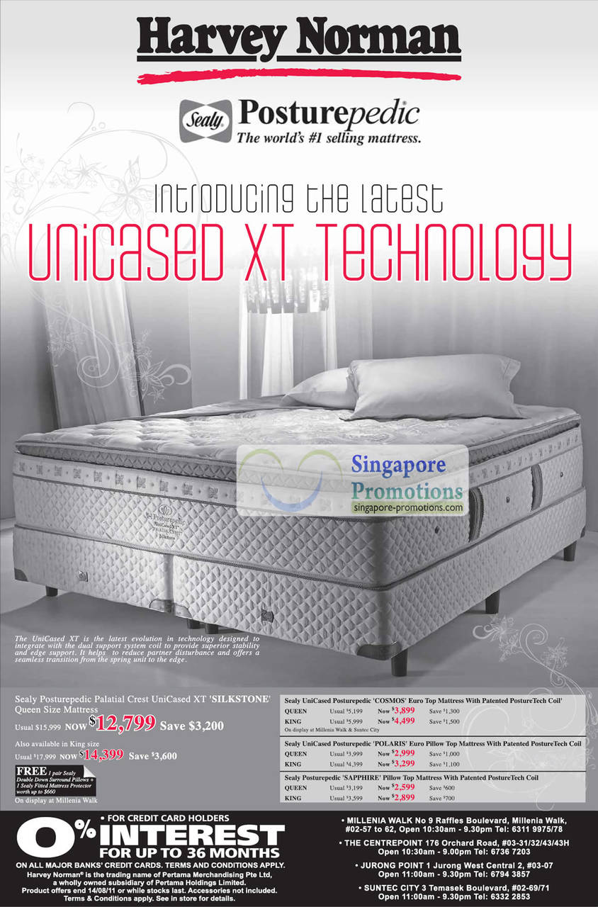 Sealy Posturepedic Mattress, Unicased XT Technology, Cosmos Euro Top PostureTech Coil, Polaris Pillow Top, Sapphire, Silkstone