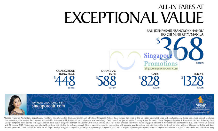 Singapore Airlines Promotion 25 Aug 2011