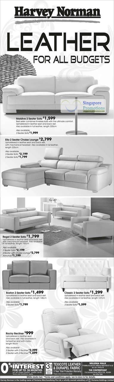 Sofa Maldive, Ella Chaise Lounge, Regal, Classic, Boston, Rocky Recliner