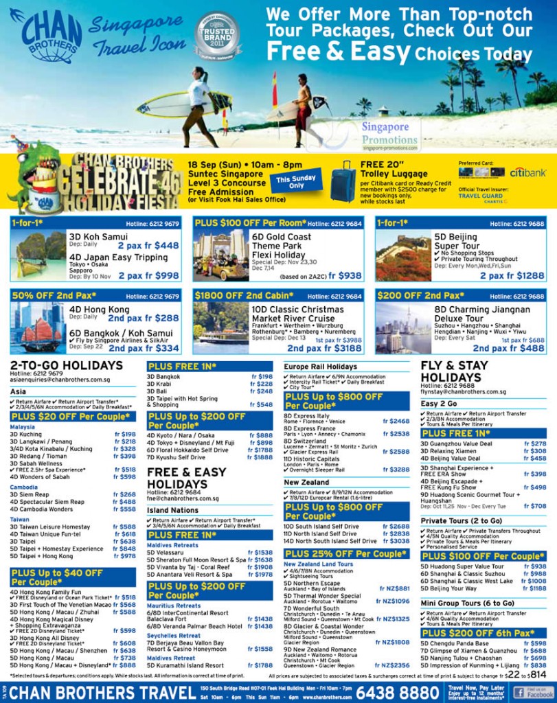 15 Sep Holiday Packages 2-To-Go, Free And Easy, Fly And Stay