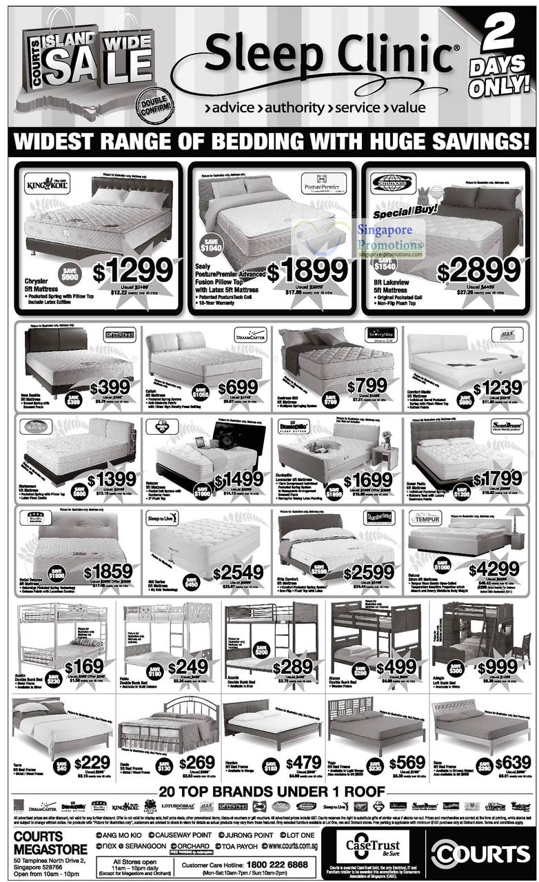 17 Sep Mattresses King Koil Chrysler, Sealy PosturePremier Advanced Fusion Pillow Top Latex, Simmons BR Lakeview, Max Coil Comfort Medic