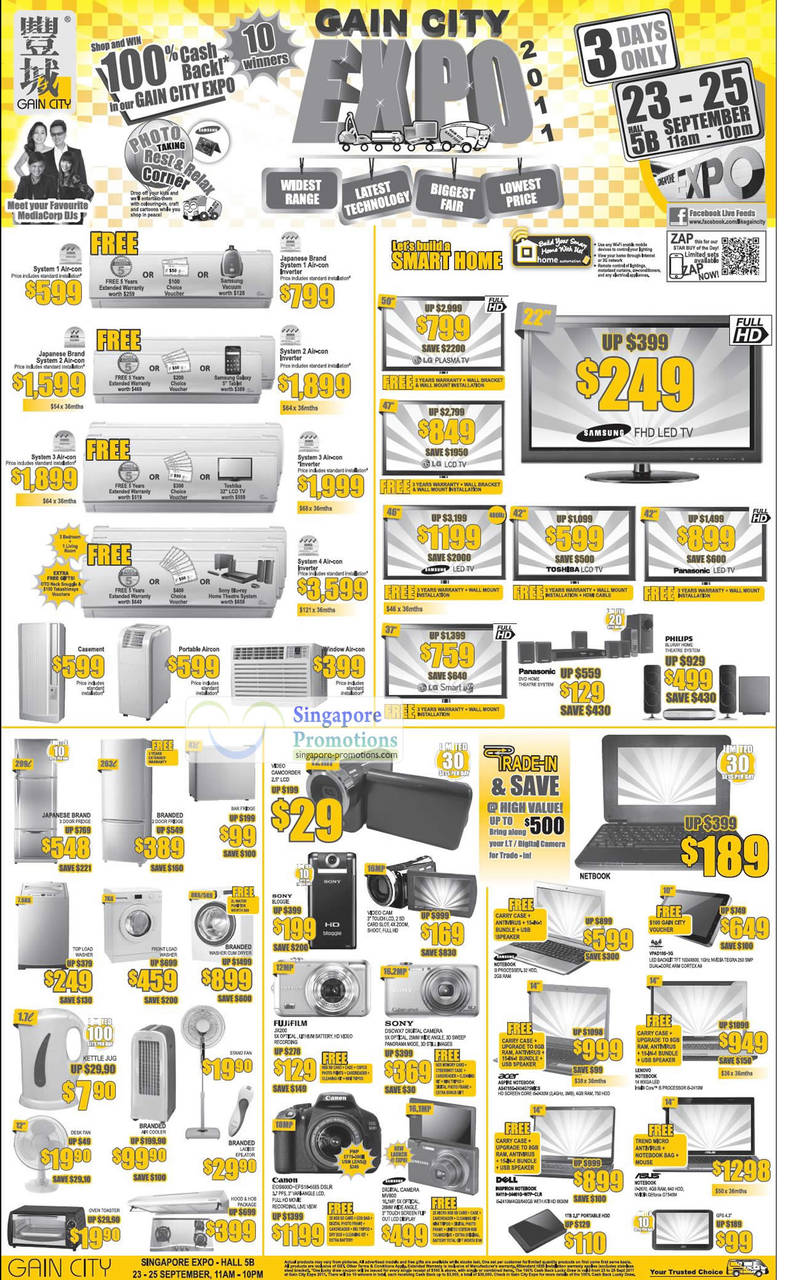 23 Sep Air Conditioner, TV, Postable, Washer, Washing Machine, Canon DSLR EOS 600D, Samsung Digital Camera MV800