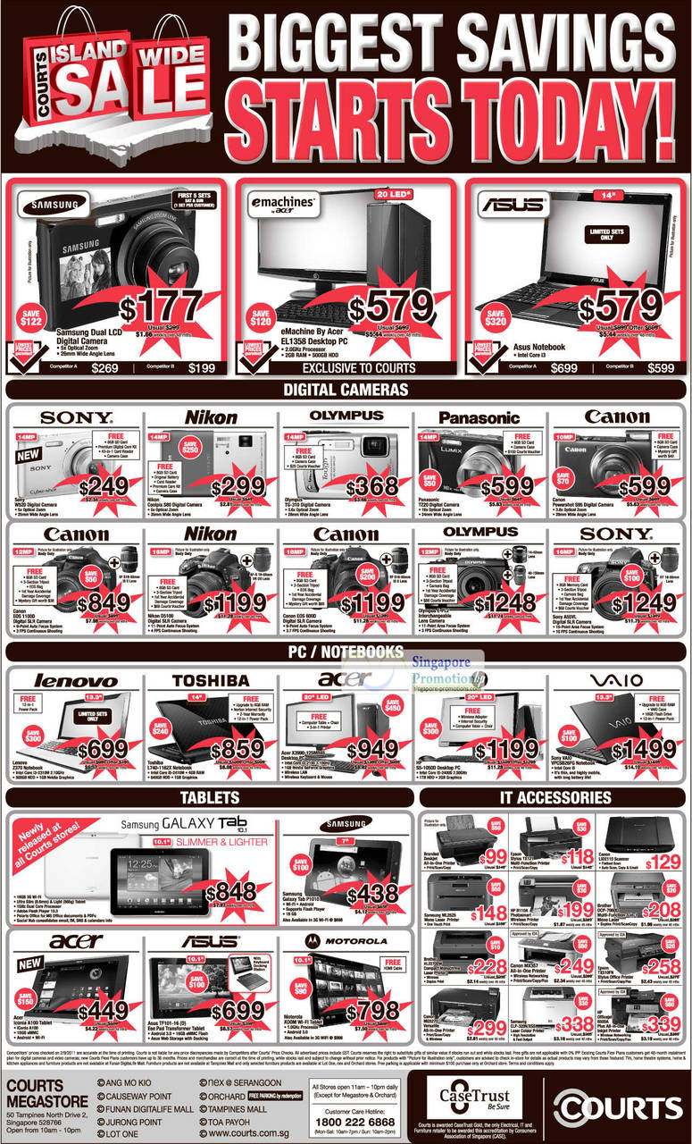 Acer Desktop PC eMachine EL1358, Notebooks, Digital Camera, Sony DSC-W520, Nikon Coolpix S80, Olympus TG-310, Panasonic DMC-TZ20