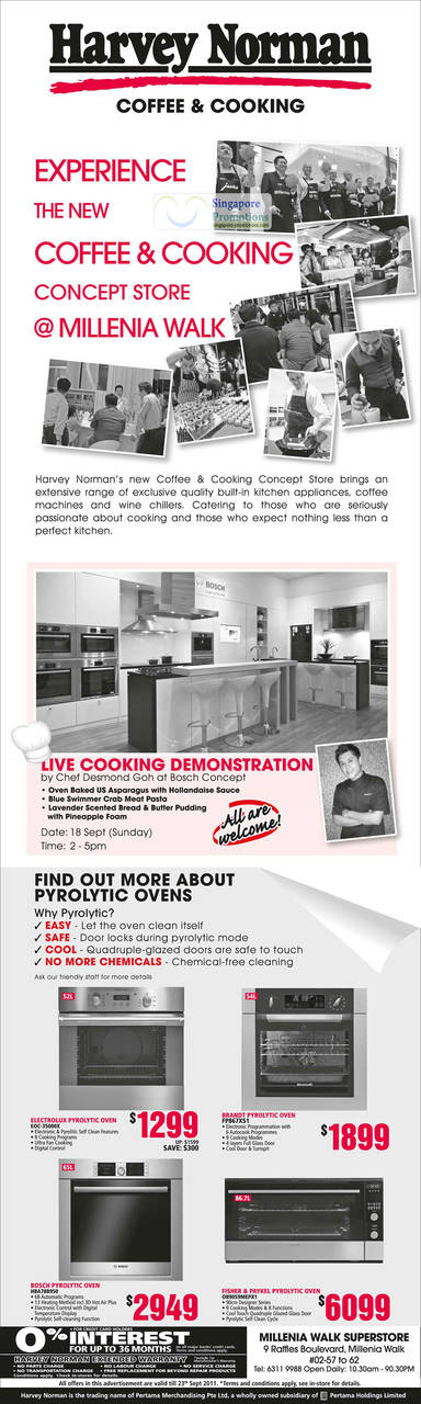 Coffee And Cooking Concept Store At Millenia Walk, Live Cooking Demonstration, Pyrolytic Ovens, Electrolux EOC-35000X, Brandt FP867XS1