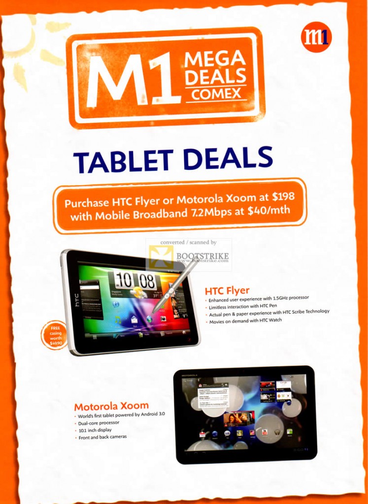 M1 Tablet Deals HTC Flyer Motorola Xoom Mobile Broadband