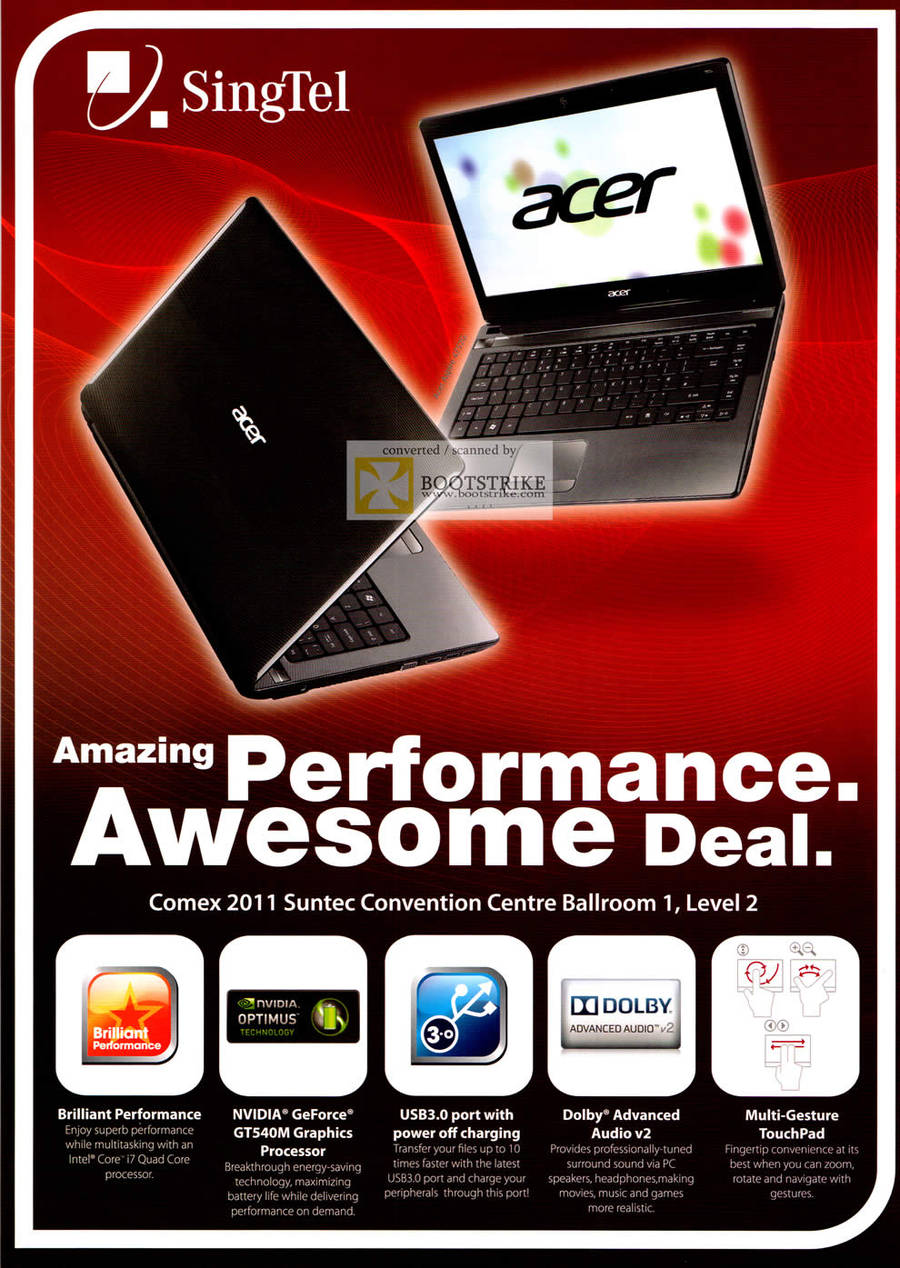 Singtel Acer Notebook Deal Geforce USB3 Dolby Advanced Audio V2