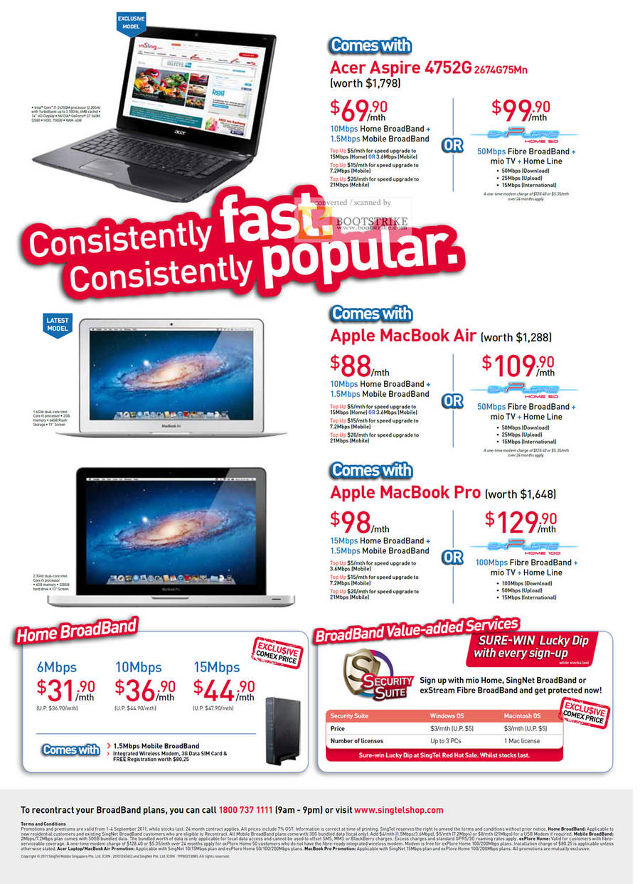 Singtel Broadband Home Mobile Acer Aspire 4752G 2674G75Mn Apple MacBook Air