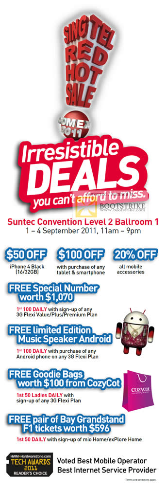 Featured image for Singtel COMEX 2011 Mobile Phones, Tablets, Home/Mobile Broadband, hi!Card Prepaid & Mio TV Offers 1 - 4 Sep 2011