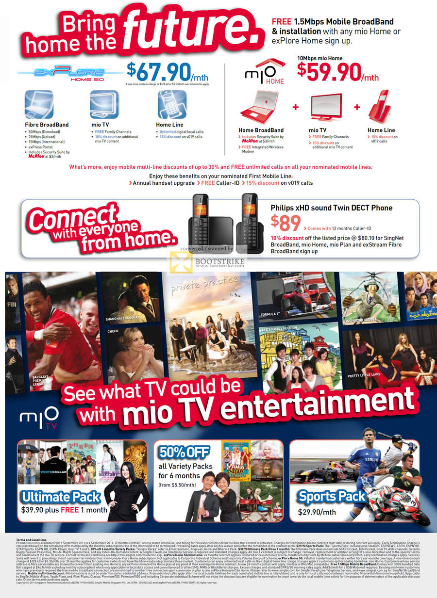 Singtel Mio TV Explore Home 50 Mio Home Philips xHD Sound Twin Dect Phone