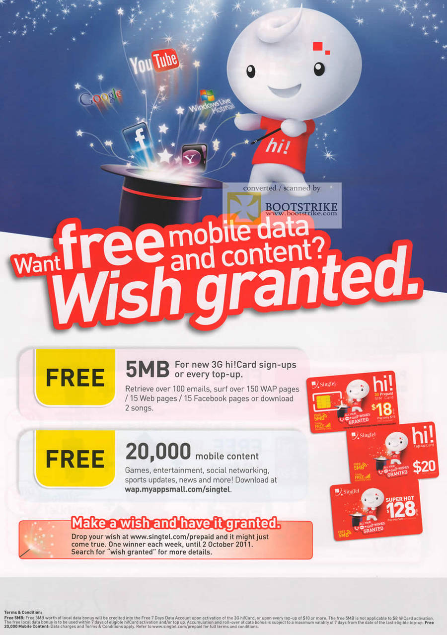 Singtel Prepaid Hi Card Free Mobile Data