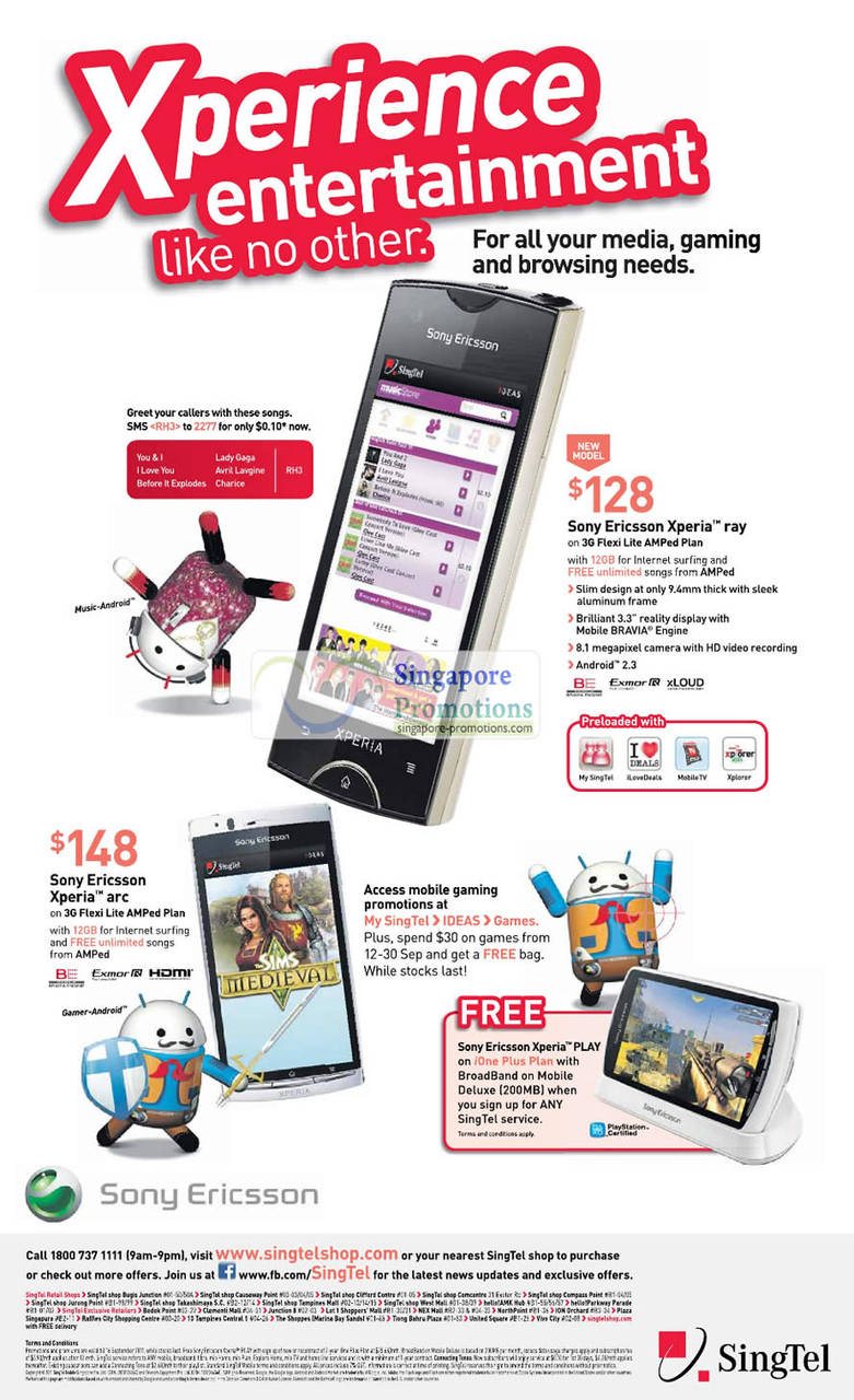 Sony Ericsson Xperia Ray, Sony Ericsson Xperia Arc, Sony Ericsson Xperia PLAY