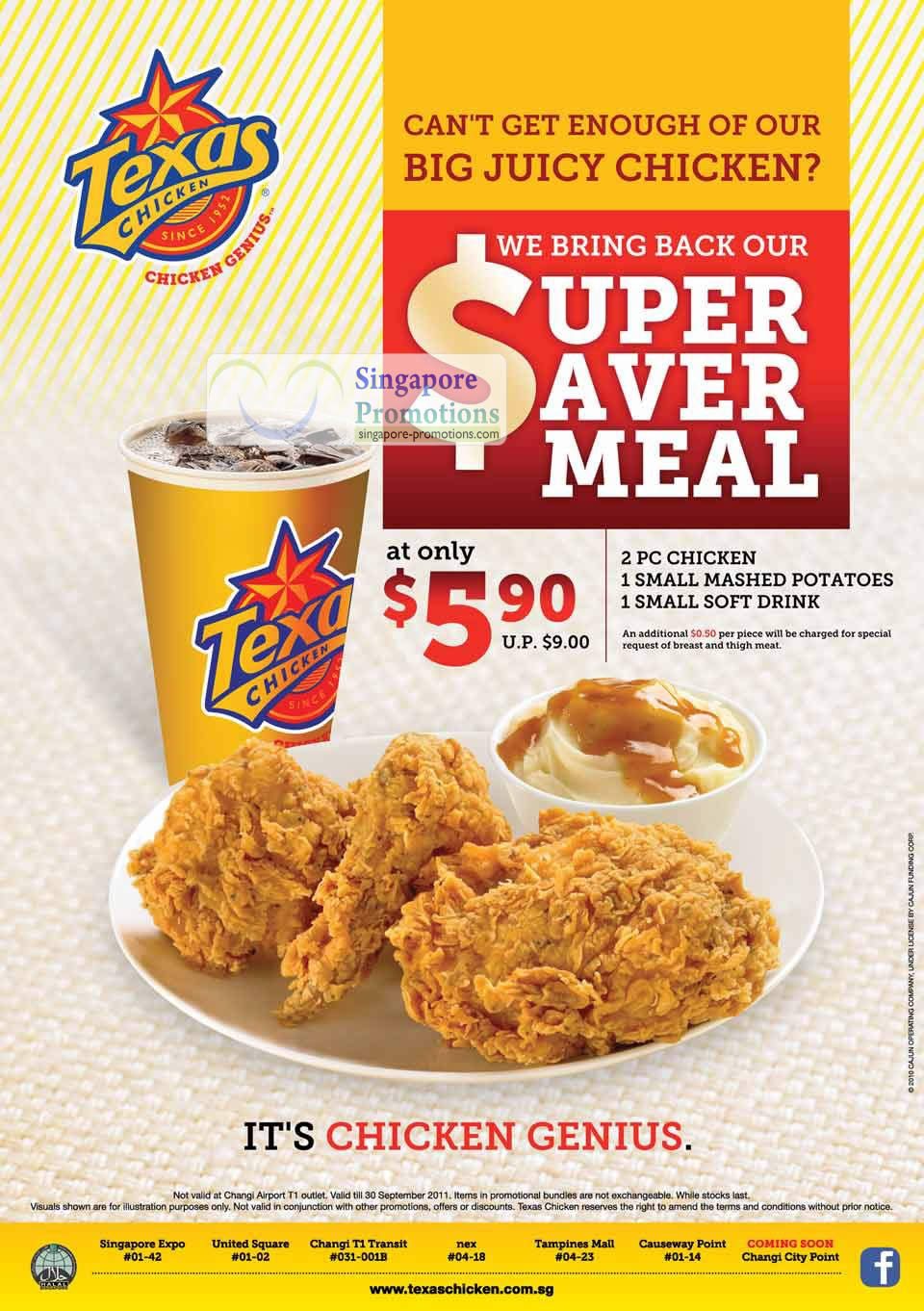 Texas Chicken 6 Sep 2011 » Texas Chicken $5.90 (U.P. $9) Super Saver ...