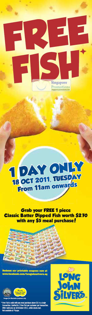 Featured image for (EXPIRED) Long John Silver Free Classic Batter Dipped Fish 18 Oct 2011