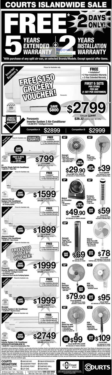 Air Conditioner Fujitus AOYAA24LAT3 ASYA09LACM X3, KDK P40US Standing Fan