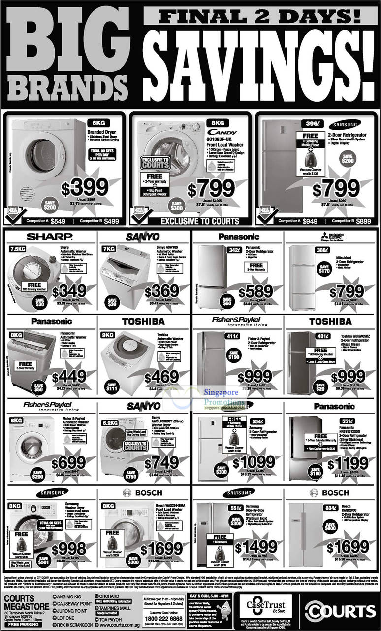 Candy GO108DF-UK Washing Machine, Sanyo ASW180, Toshiba GRRG46SDZ, Panasonic NRBY551XSSG Fridge