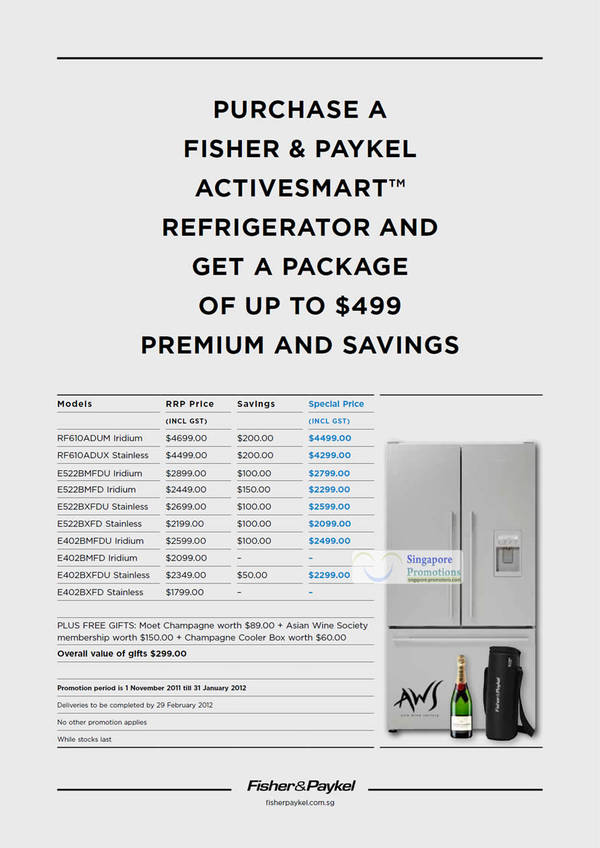 Featured image for Fisher & Paykel Washing Machines & Fridges Special Offers Promotion 1 Nov 2011 – 31 Jan 2012
