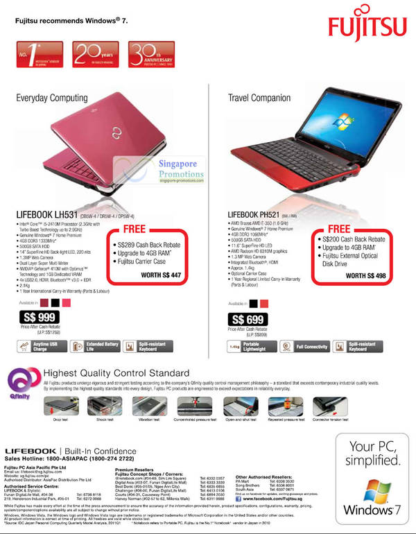 Featured image for Fujitsu Lifebook LH531 & PH521 Notebooks Price List 15 Oct 2011