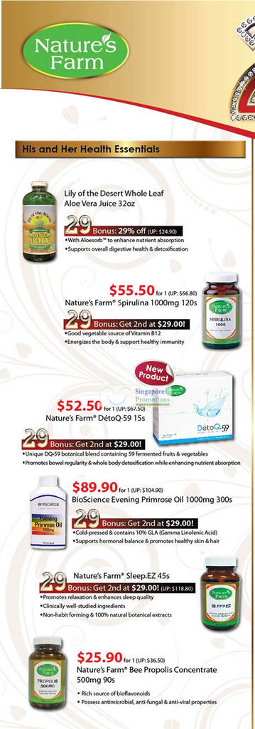 Featured image for (EXPIRED) Nature’s Farm 29th Anniversary Health Special Offers 20 – 31 Oct 2011