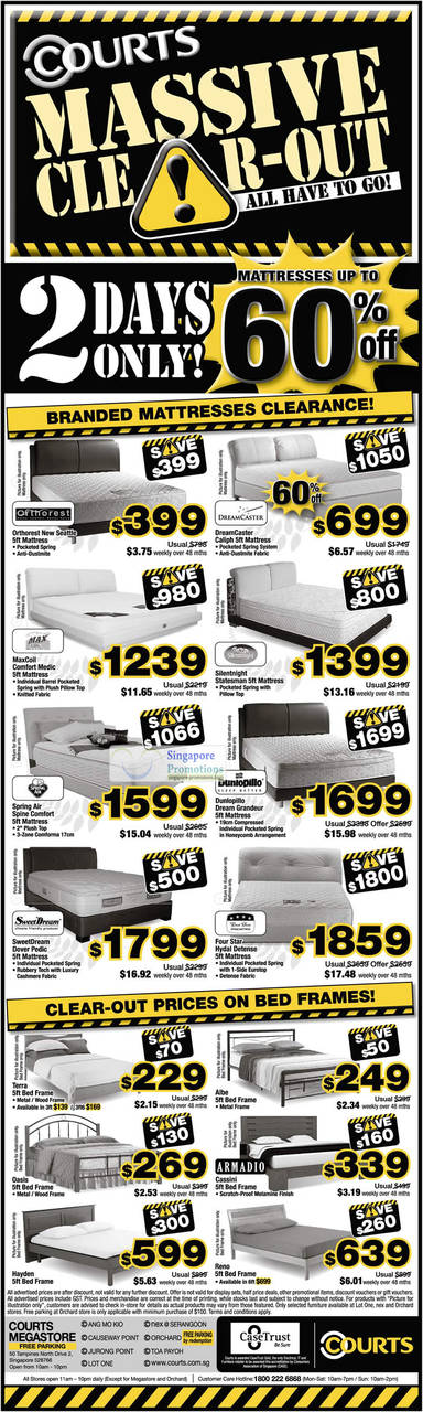 Mattresses Orthorest New Seattle, DreamCaster Caliph, MaxCoil Comfort Medic, Silentnight Statesman, Spring Air Spine Comfort, Dunlopillo Dream Grandeur