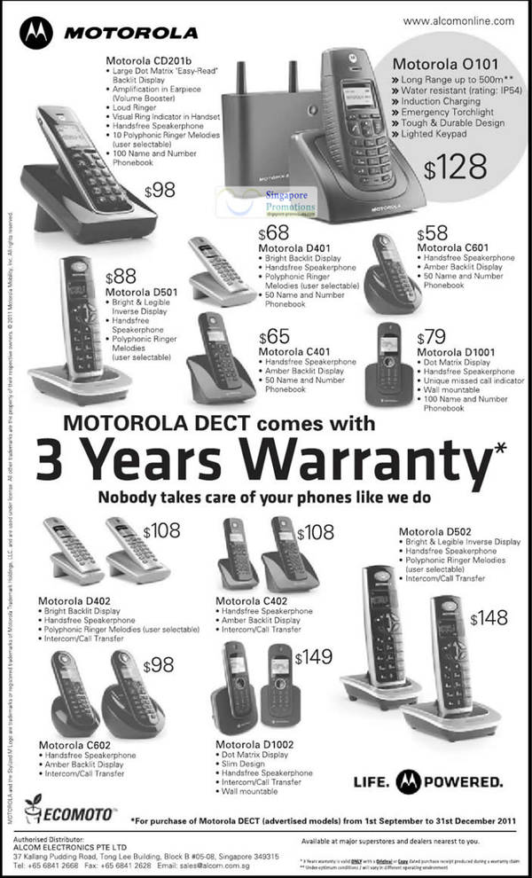 Featured image for Motorola Dect Phones Price List 27 Oct 2011