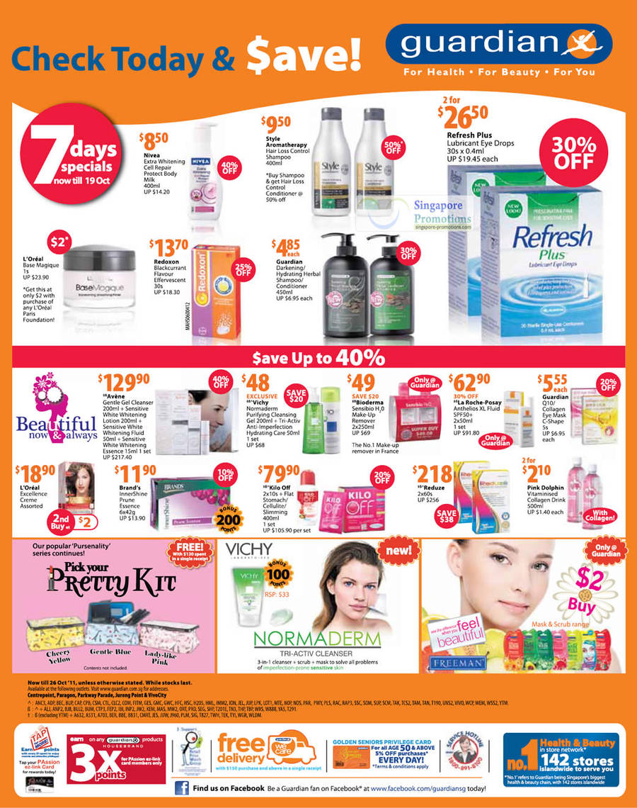 Refresh Plus Lubricant Eye Drops, Redoxon Blackcurrant Flavour Effervescent, Avene Gentle Gel Cleanser, Whitening Lotion