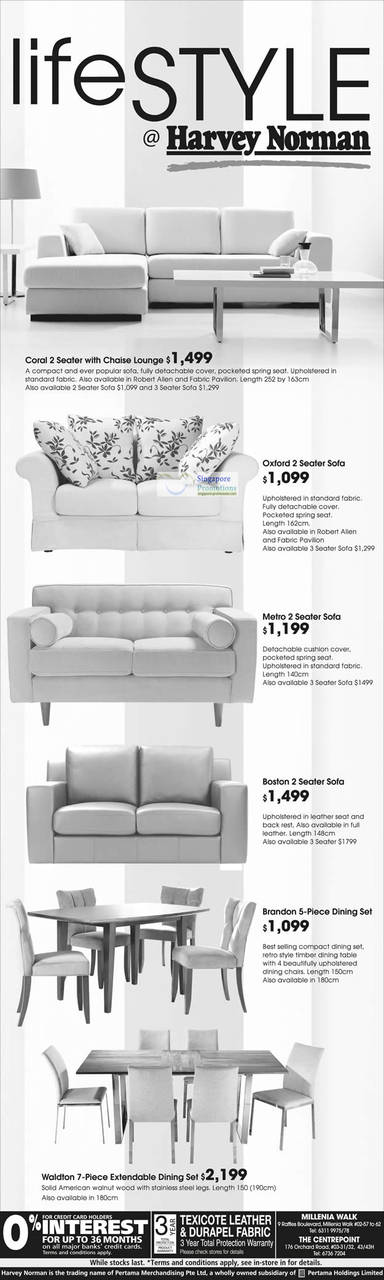 Sofa Coral 2 Seater With Chaise Lounge, Oxford 2, Metro 2, Boston 2, Dining Sets, Brandon, Waldton