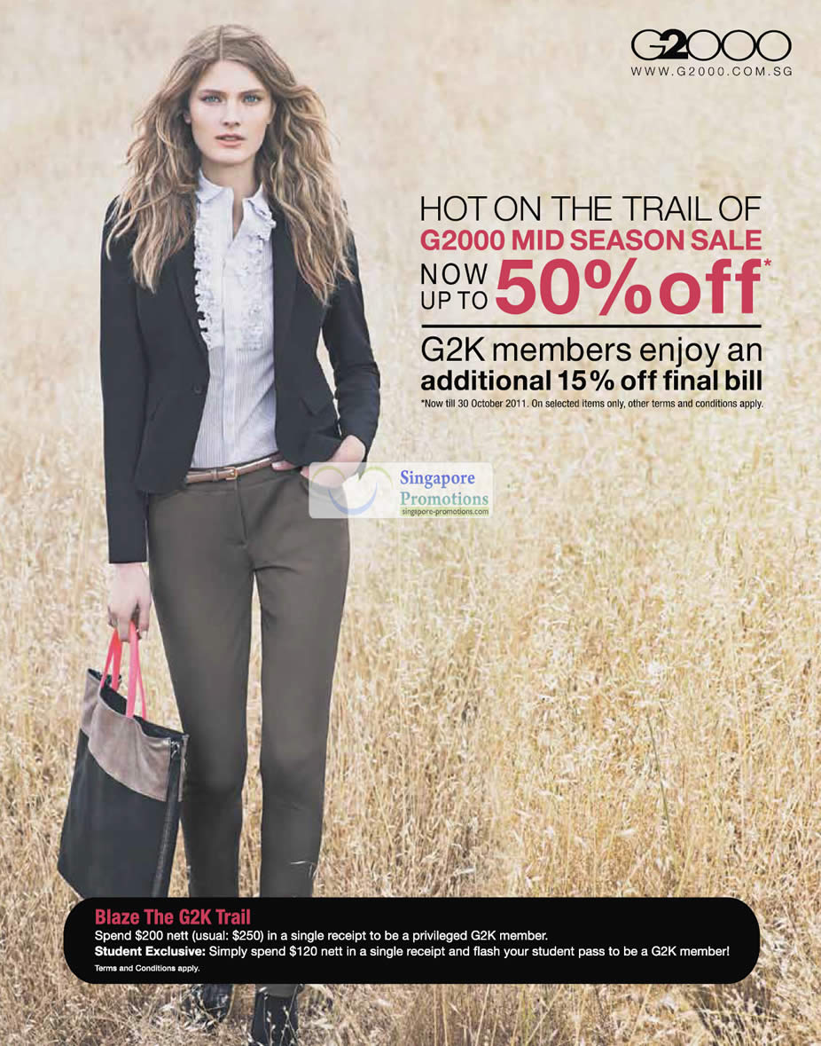 Student Offer G2000 Mid Season Sale Up To 50 Off 13 30 Oct 2011