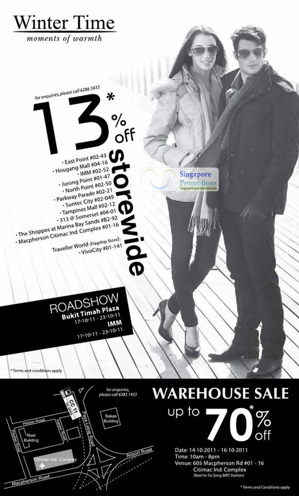 Featured image for (EXPIRED) Winter Time Warehouse Sale Up To 70% Off & 13% Off Storewide 14 – 16 Oct 2011