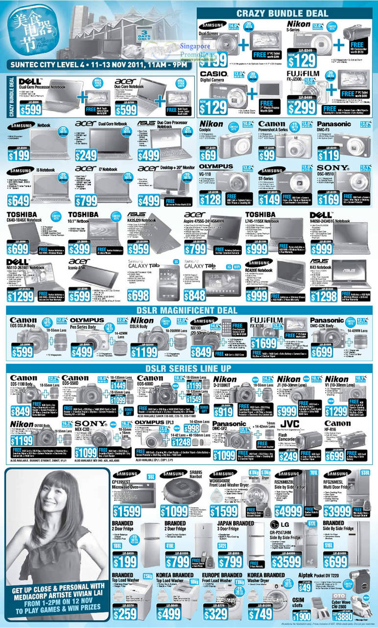 11 Nov Notebooks, Digital Cameras, DSLR, Washer, Fridge