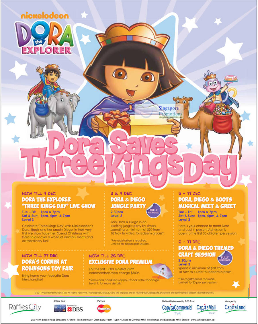 26 Nov Nickelodeon Dora the Explorer Shows, Toy Fair, Party, Meet n Green, Craft Session